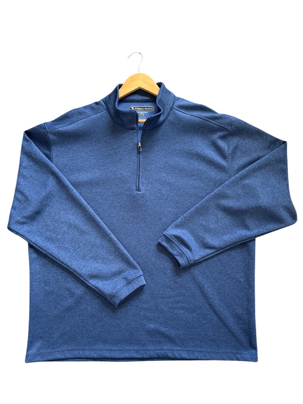 Pebble Beach Performance 1/4 Zip Pullover Blue Mens Large Golf